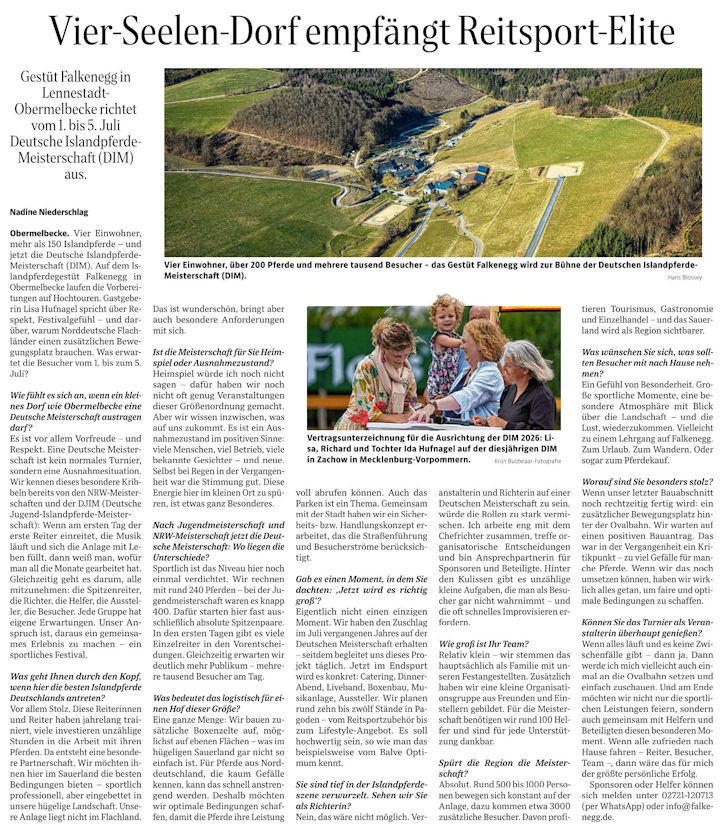 Bild eines Zeitungsartikels von der DIM 2026 auf FALKENEGG